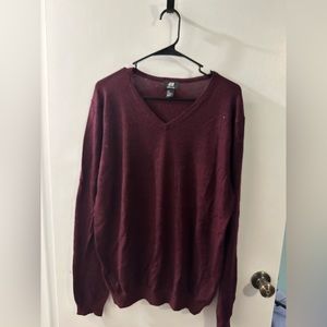 H&M. Means Burgundy V-Neck Sweater.